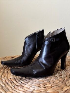 GIANCARLO PAOLI Vero Cuoio / ITALY Dark Brown Leather Heeled Ankle Boot 37 / 7